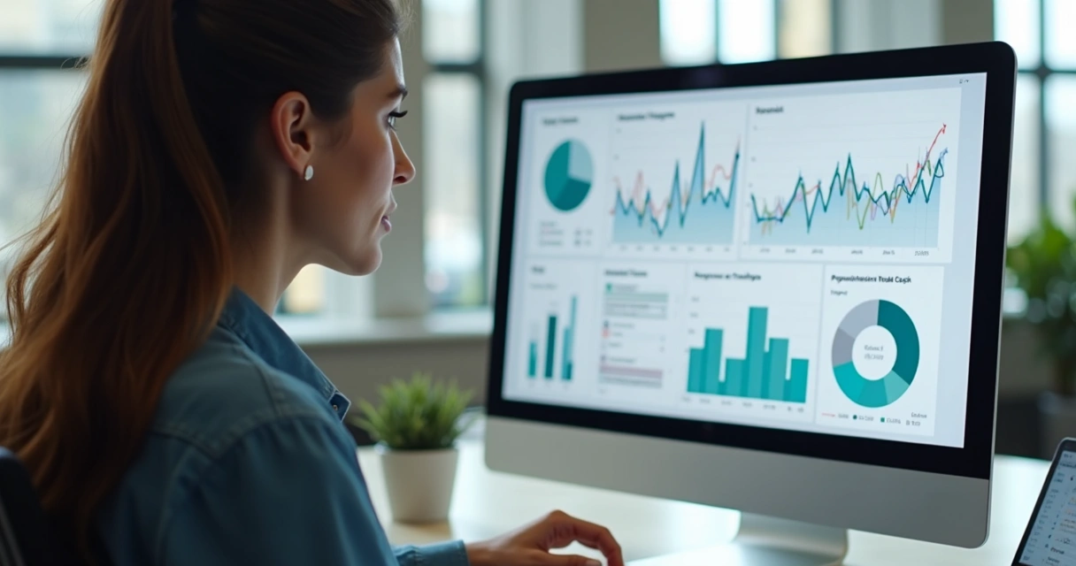 Visão de dashboard financeiro simplificado em tela de computador 