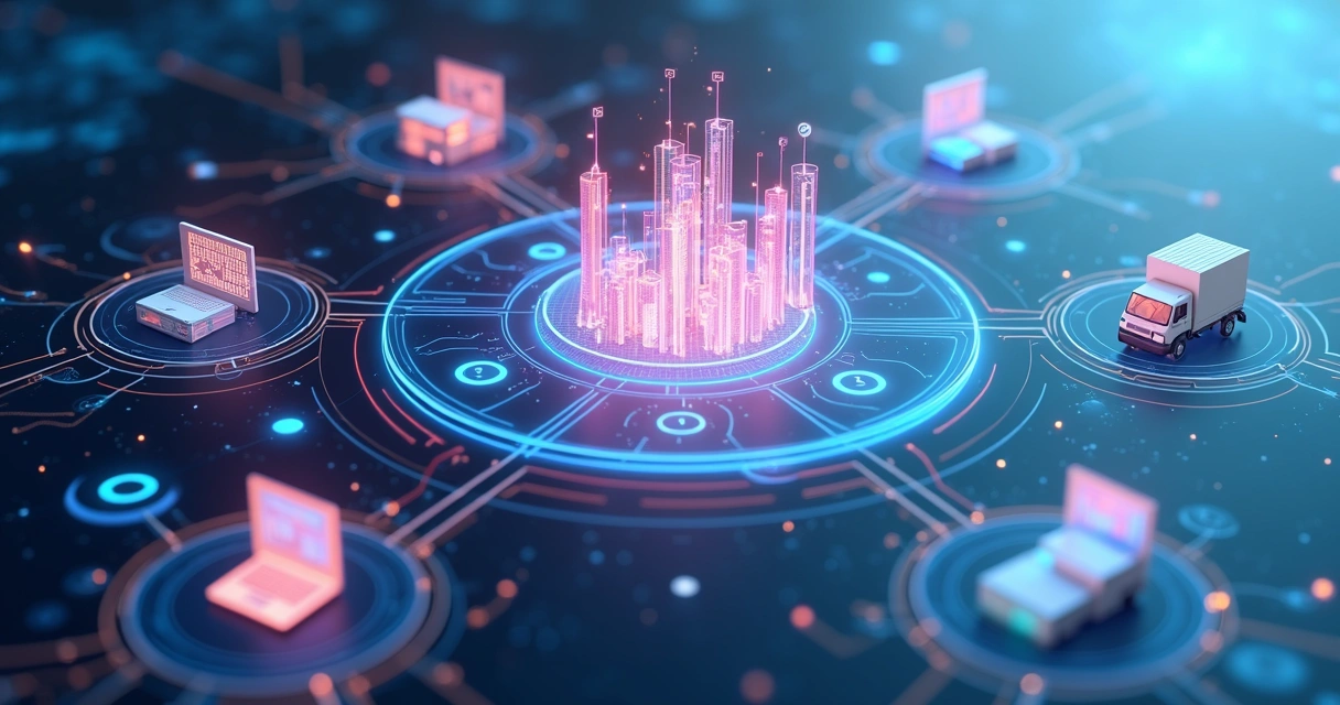Fluxo de dados integrados entre departamentos da empresa 
